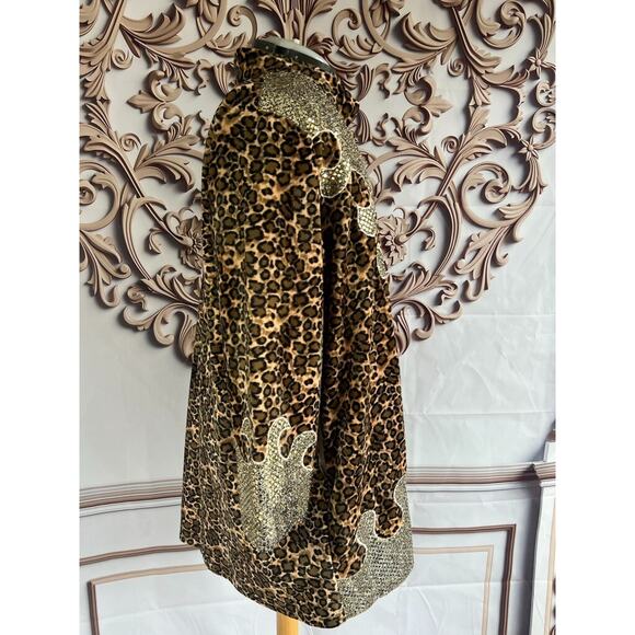 leopard print sequin Flames wild stage performance rock n roll Jacket Coat - Picture 6 of 10